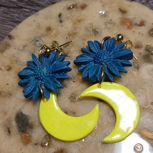 Floral Moon Earrings